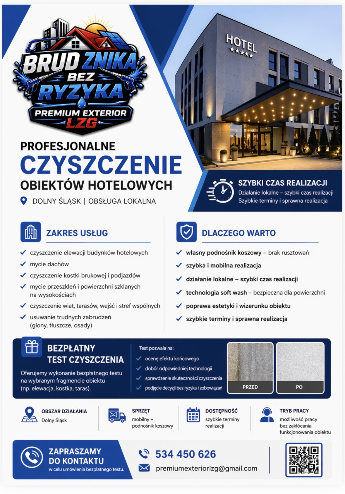 Czyszczenie zewnętrzne obiektów hotelowych